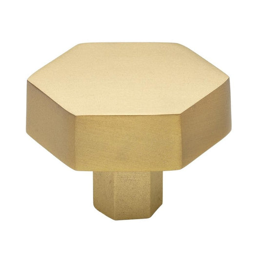 1-1/2 in. Satin Gold Solid Hexagon Cabinet Drawer Knobs (10-Pack)