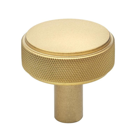 1-1/2 in. Satin Gold Solid Round Knurled Cabinet Drawer Knobs (10-Pack)